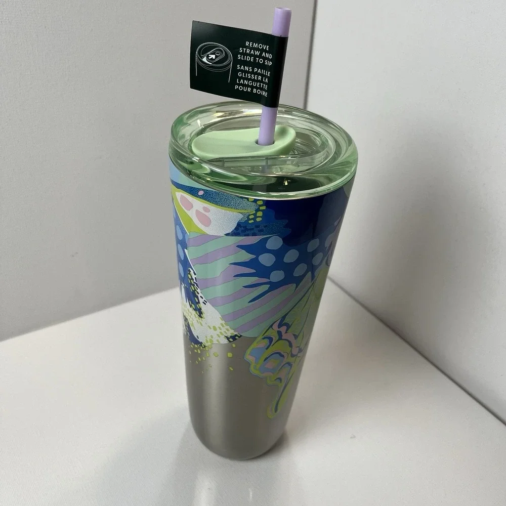 Starbucks Summer 2024 Canna Lily Butterfly Silver Venti‎ Stainless Tumbler 🌸